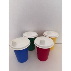 Vintage Tupperware Stackable #109 Bell Tumbler Cups Sippy Lids Kids